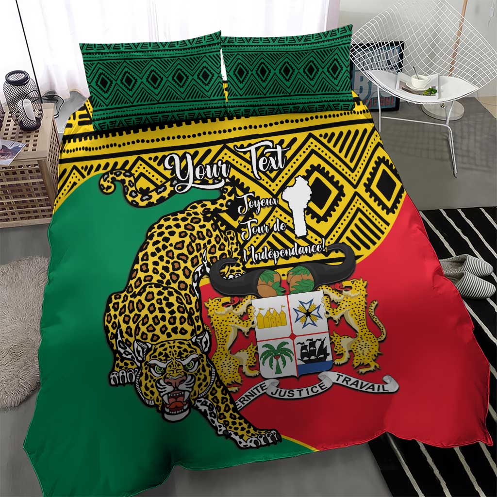 Personalised Benin National Day Bedding Set Coat Of Arms With Leopard African Pattern LT14