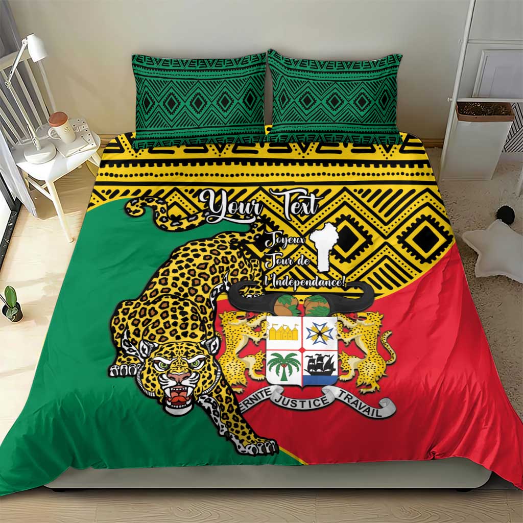 Personalised Benin National Day Bedding Set Coat Of Arms With Leopard African Pattern LT14