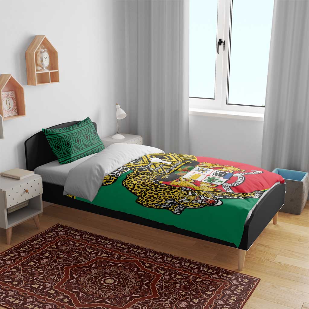 Personalised Benin National Day Bedding Set Coat Of Arms With Leopard African Pattern LT14