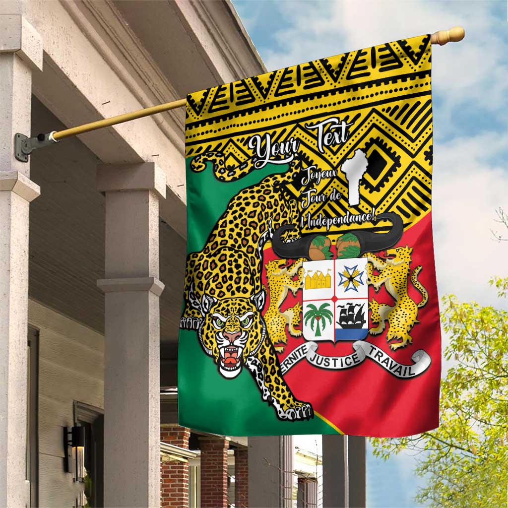 Personalised Benin National Day Garden Flag Coat Of Arms With Leopard African Pattern LT14