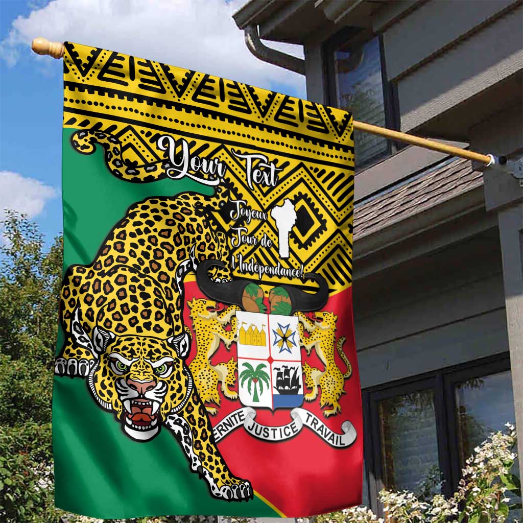 Personalised Benin National Day Garden Flag Coat Of Arms With Leopard African Pattern LT14