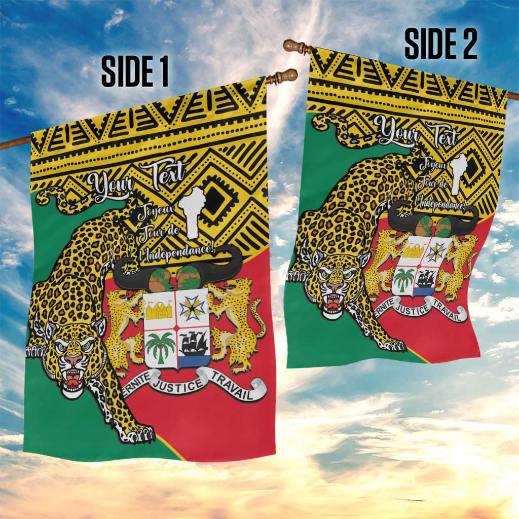 Personalised Benin National Day Garden Flag Coat Of Arms With Leopard African Pattern LT14