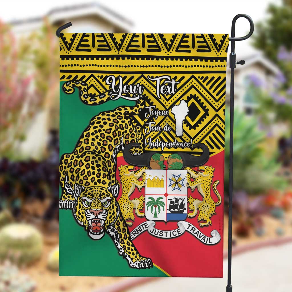 Personalised Benin National Day Garden Flag Coat Of Arms With Leopard African Pattern LT14