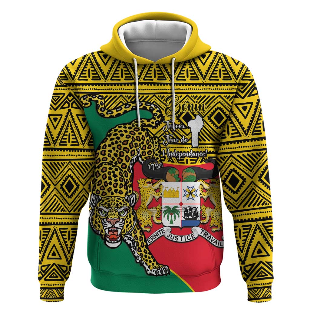 Personalised Benin National Day Hoodie Coat Of Arms With Leopard African Pattern LT14
