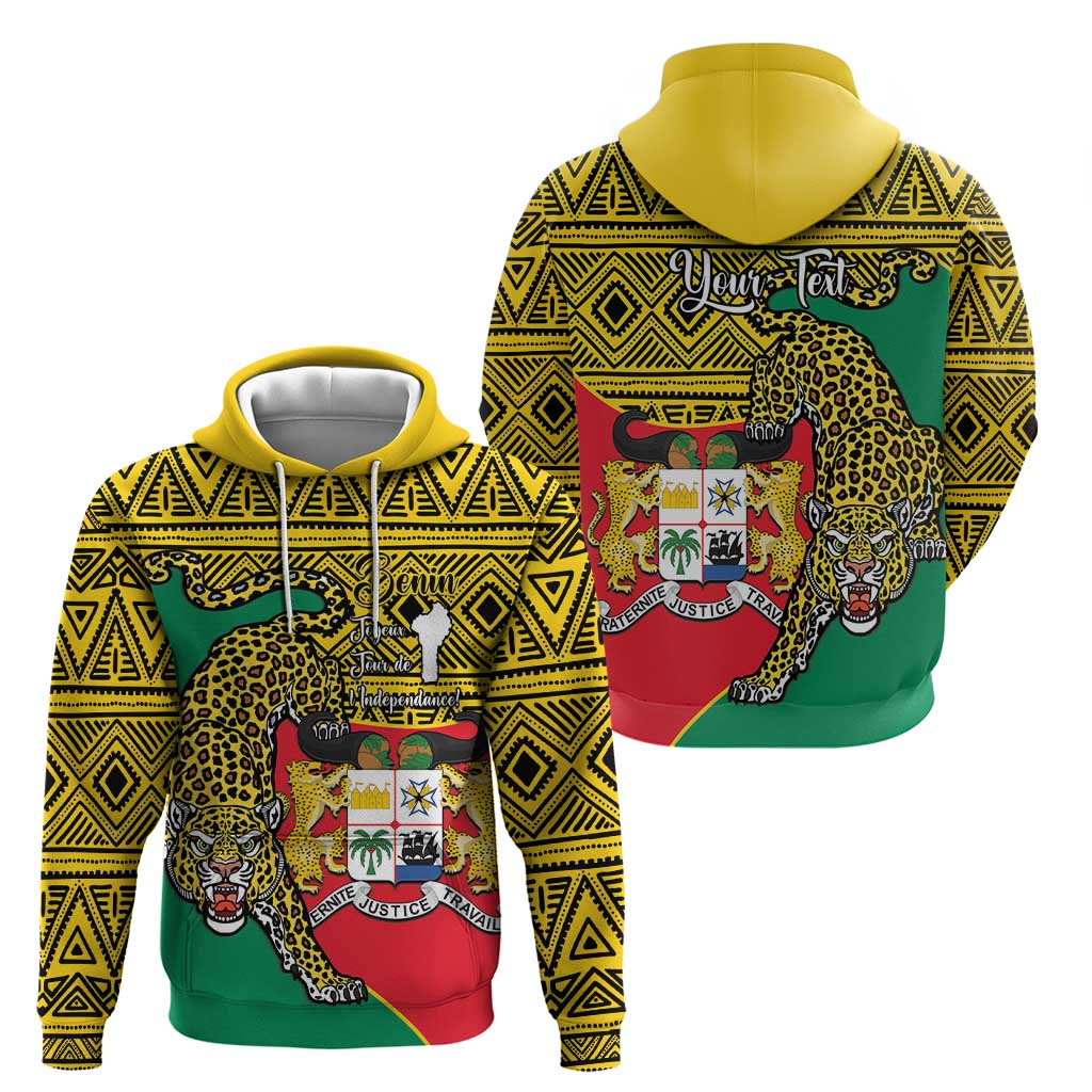 Personalised Benin National Day Hoodie Coat Of Arms With Leopard African Pattern LT14