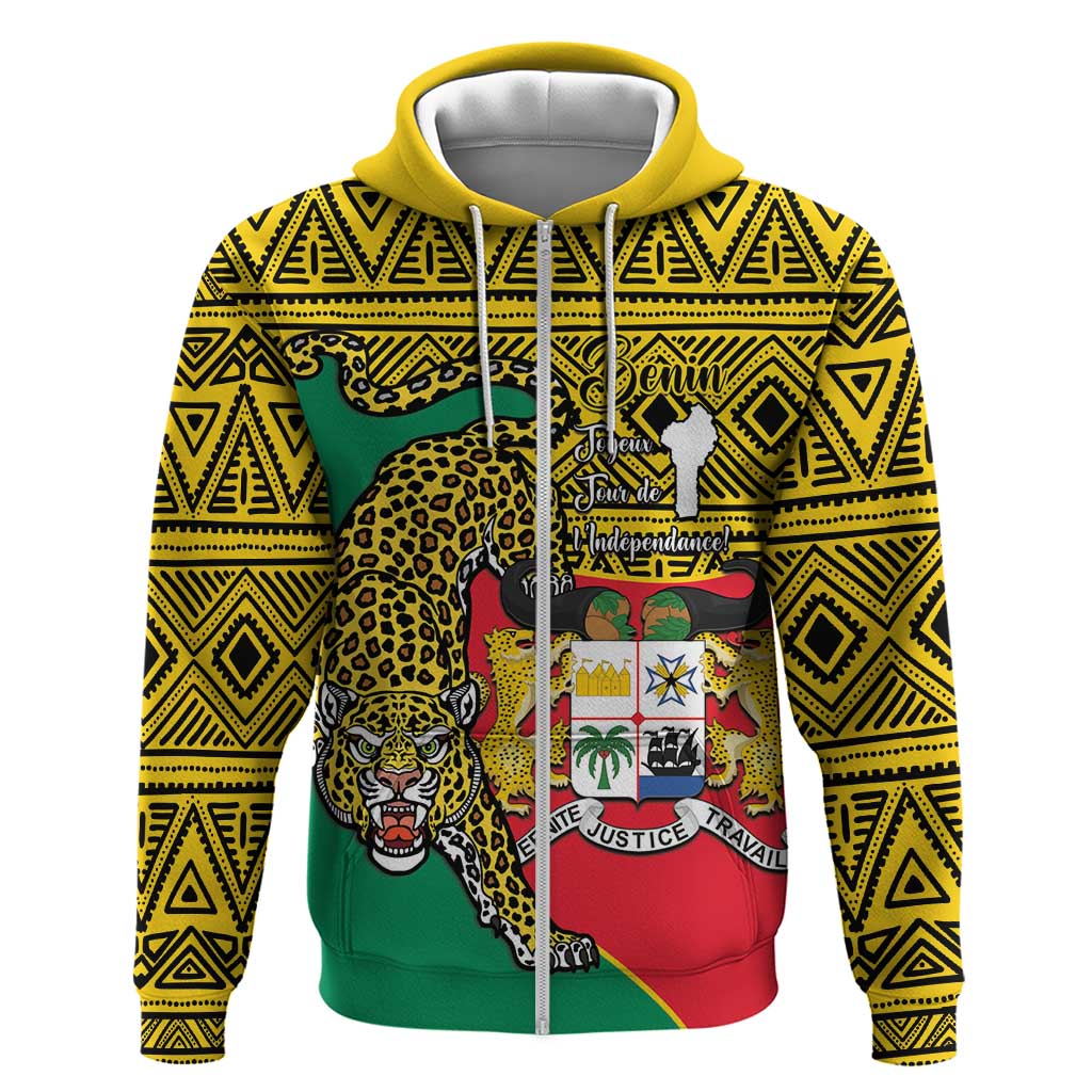 Personalised Benin National Day Hoodie Coat Of Arms With Leopard African Pattern LT14
