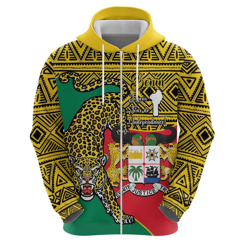 Personalised Benin National Day Hoodie Coat Of Arms With Leopard African Pattern LT14