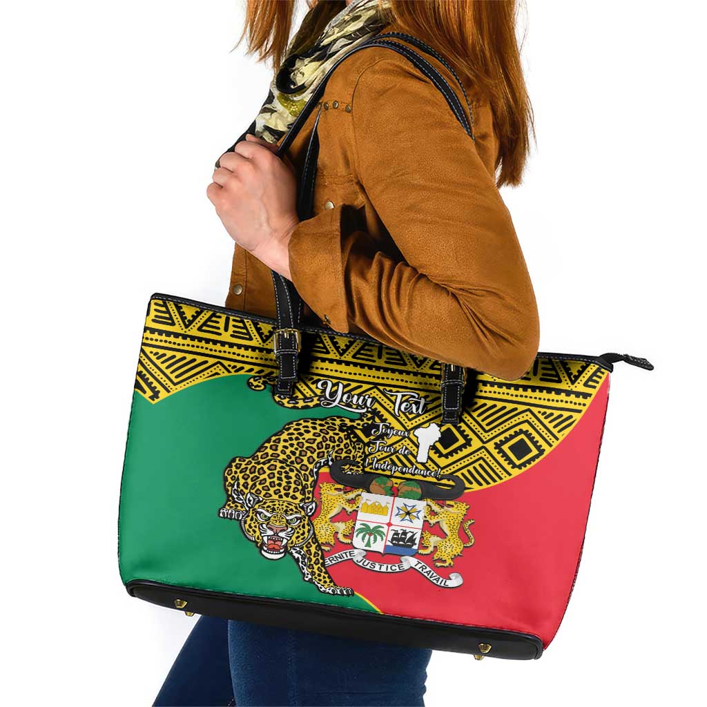 Personalised Benin National Day Leather Tote Bag Coat Of Arms With Leopard African Pattern LT14