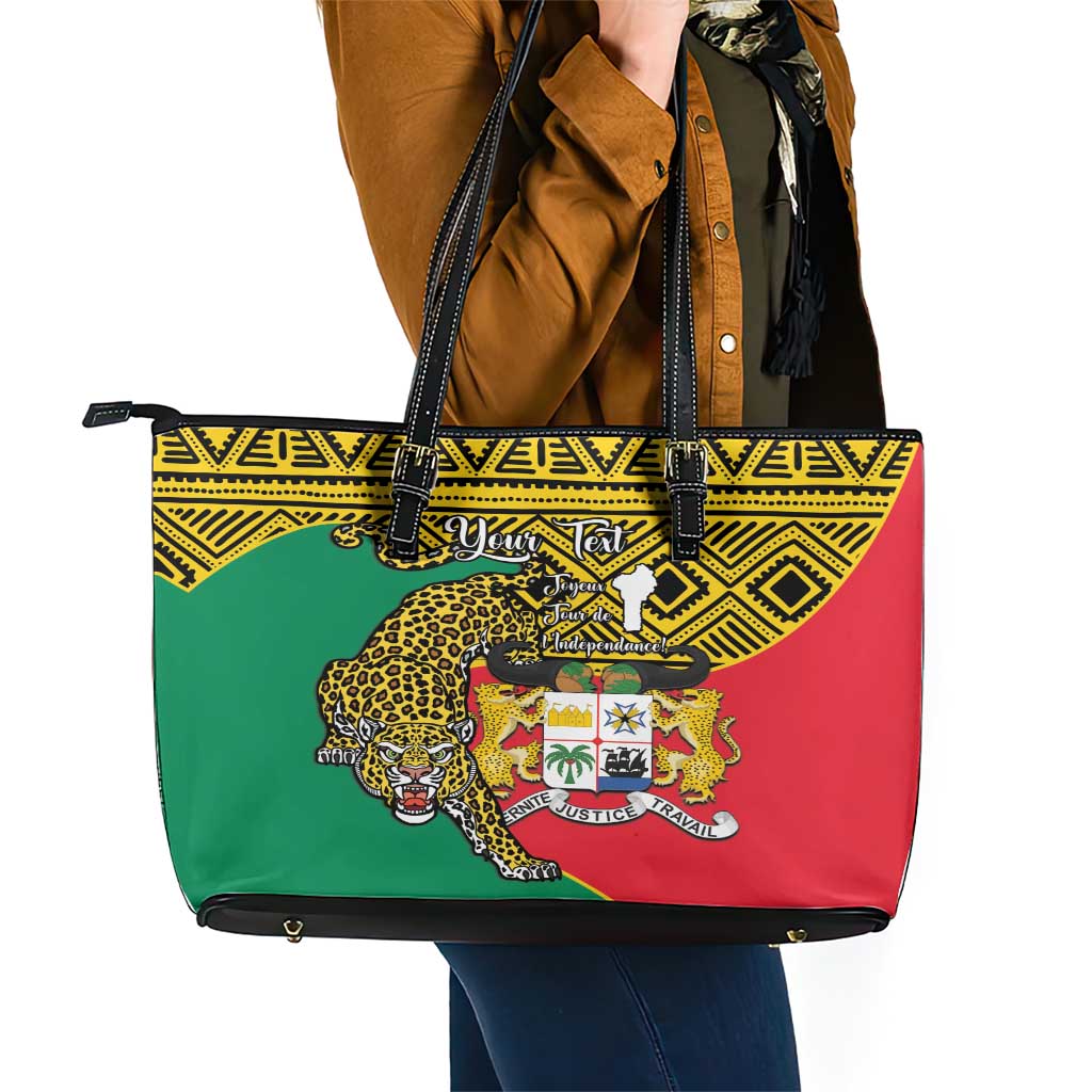 Personalised Benin National Day Leather Tote Bag Coat Of Arms With Leopard African Pattern LT14