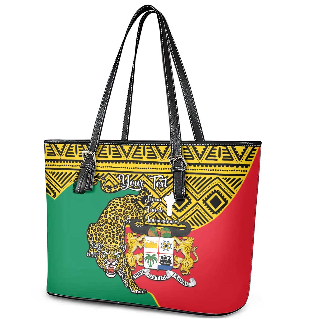 Personalised Benin National Day Leather Tote Bag Coat Of Arms With Leopard African Pattern LT14