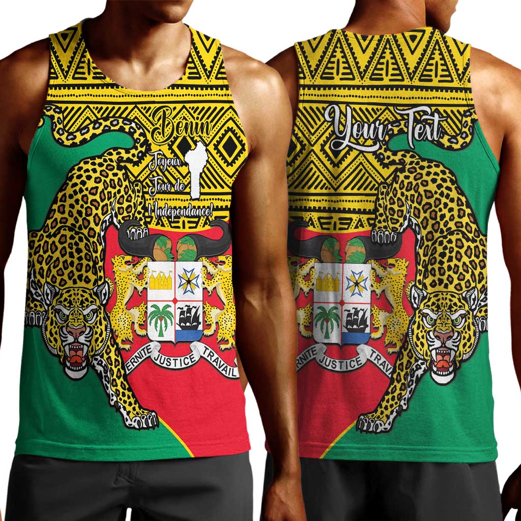 Personalised Benin National Day Men Tank Top Coat Of Arms With Leopard African Pattern LT14