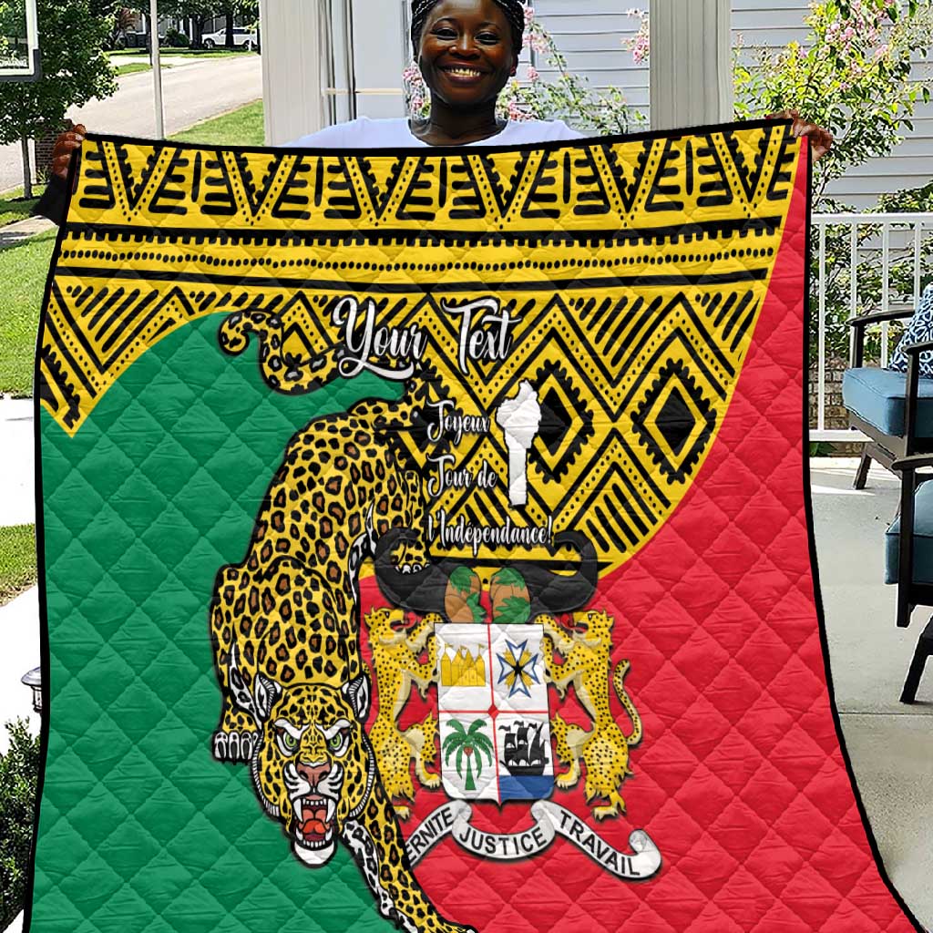 Personalised Benin National Day Quilt Coat Of Arms With Leopard African Pattern LT14