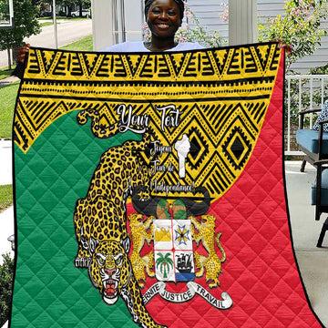 Personalised Benin National Day Quilt Coat Of Arms With Leopard African Pattern LT14