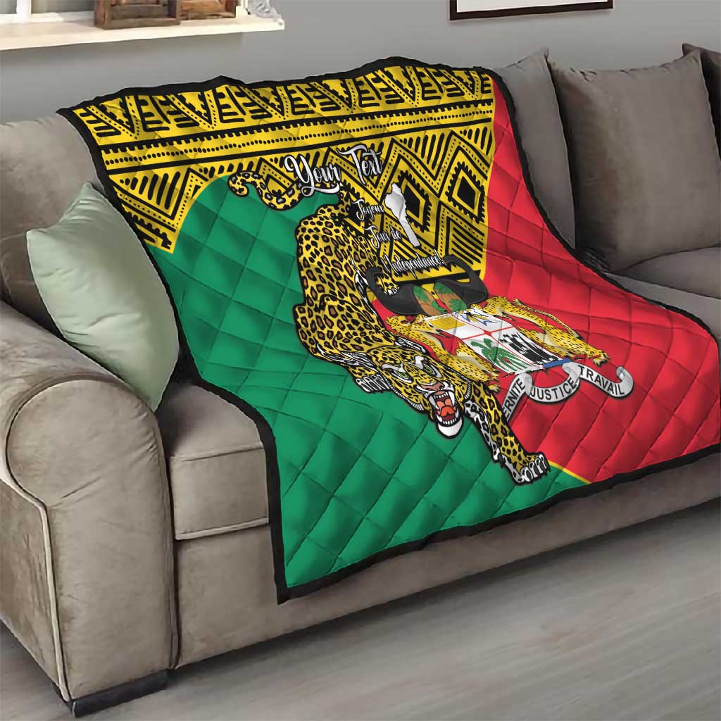 Personalised Benin National Day Quilt Coat Of Arms With Leopard African Pattern LT14