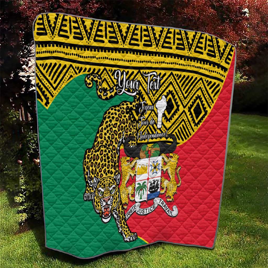 Personalised Benin National Day Quilt Coat Of Arms With Leopard African Pattern LT14