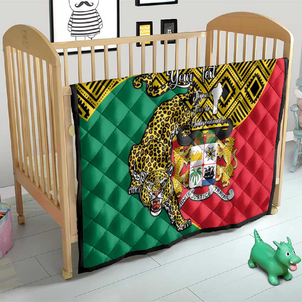 Personalised Benin National Day Quilt Coat Of Arms With Leopard African Pattern LT14