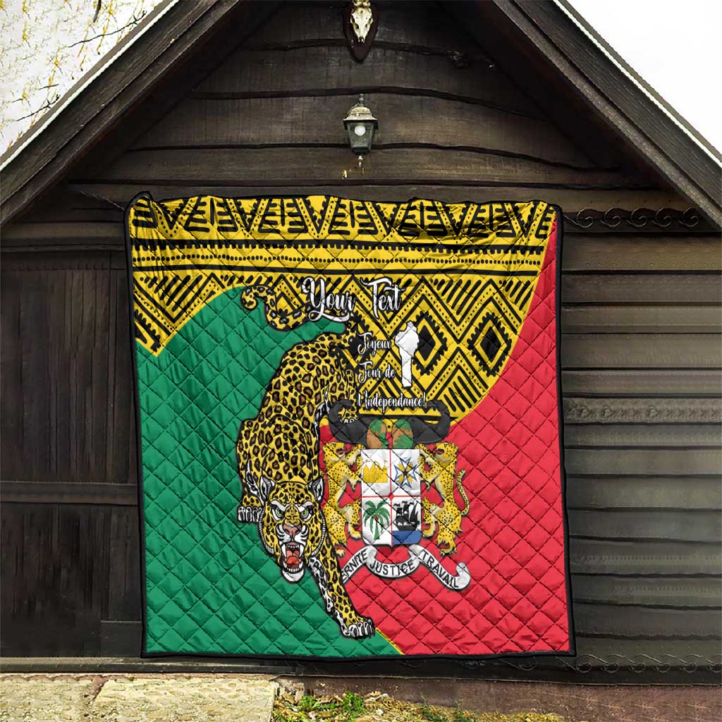 Personalised Benin National Day Quilt Coat Of Arms With Leopard African Pattern LT14