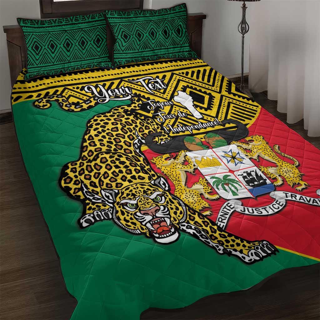 Personalised Benin National Day Quilt Bed Set Coat Of Arms With Leopard African Pattern LT14
