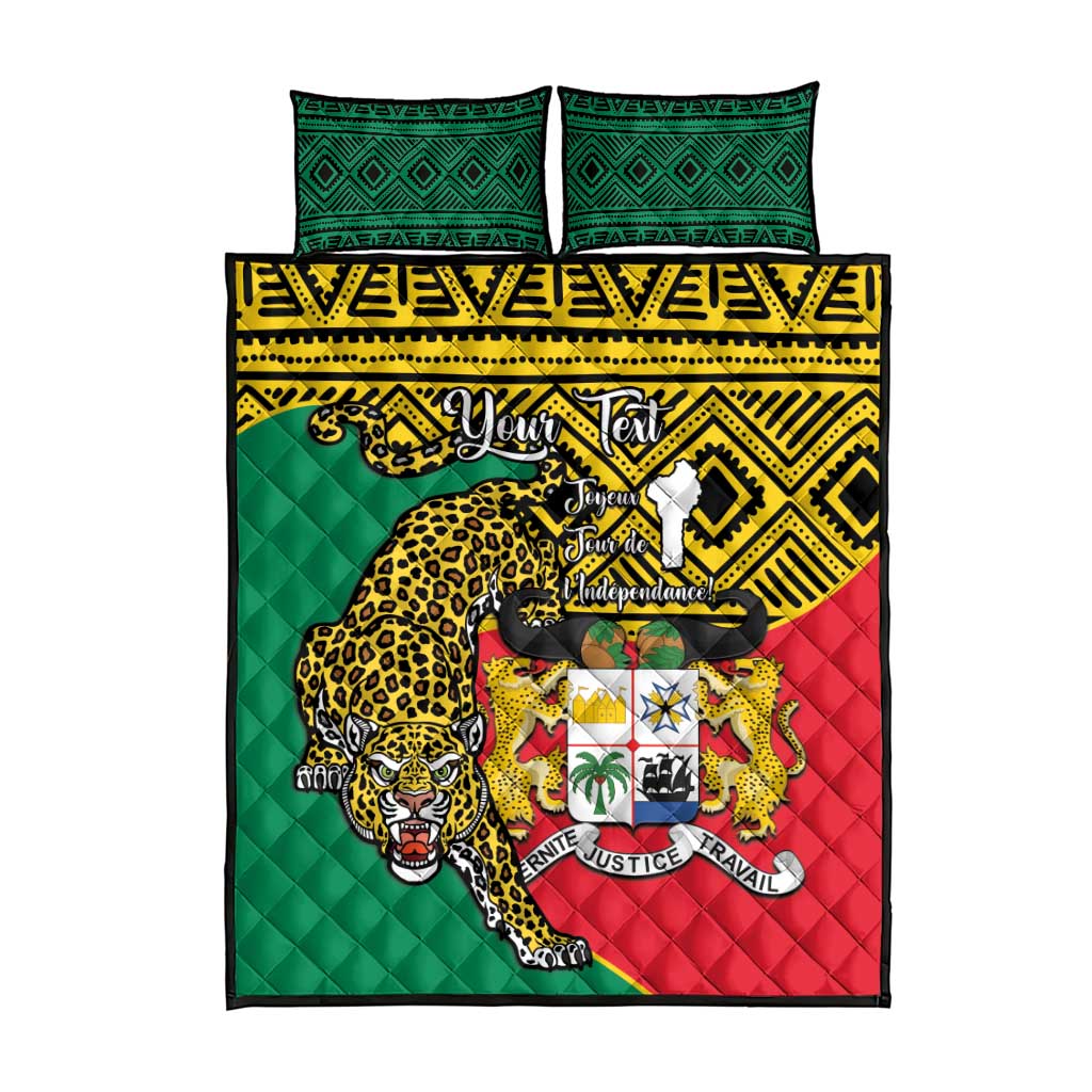 Personalised Benin National Day Quilt Bed Set Coat Of Arms With Leopard African Pattern LT14