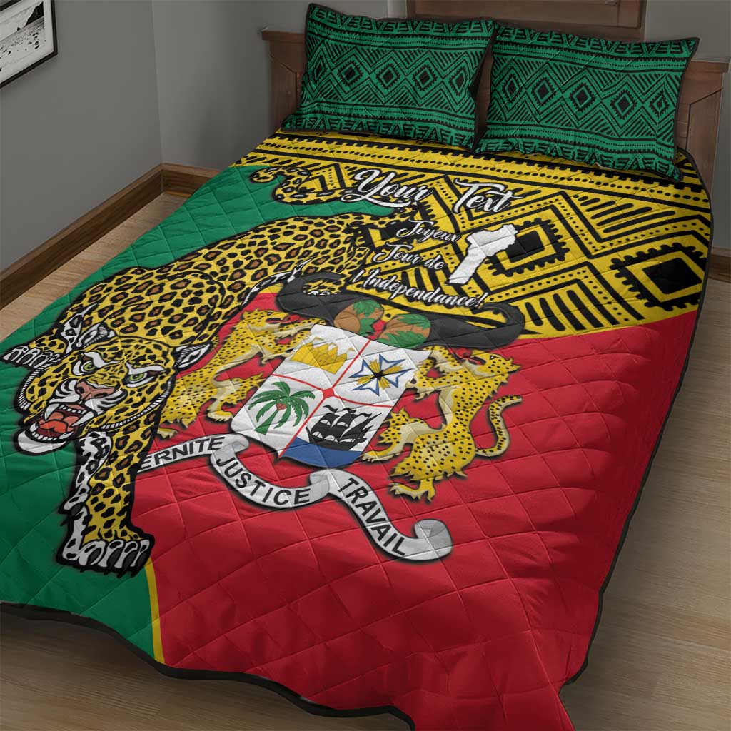 Personalised Benin National Day Quilt Bed Set Coat Of Arms With Leopard African Pattern LT14