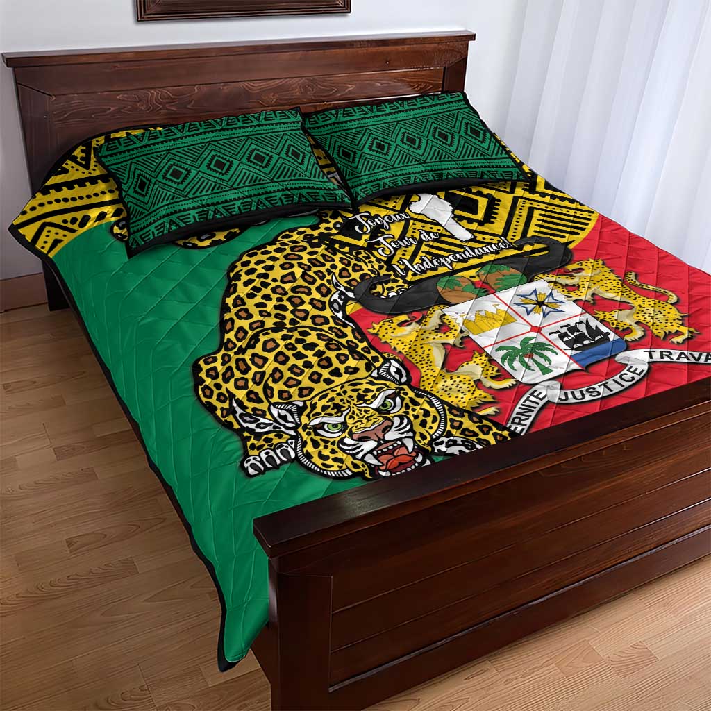 Personalised Benin National Day Quilt Bed Set Coat Of Arms With Leopard African Pattern LT14