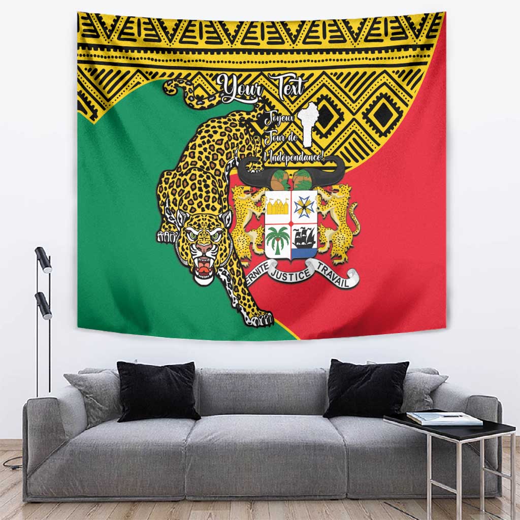 Personalised Benin National Day Tapestry Coat Of Arms With Leopard African Pattern LT14
