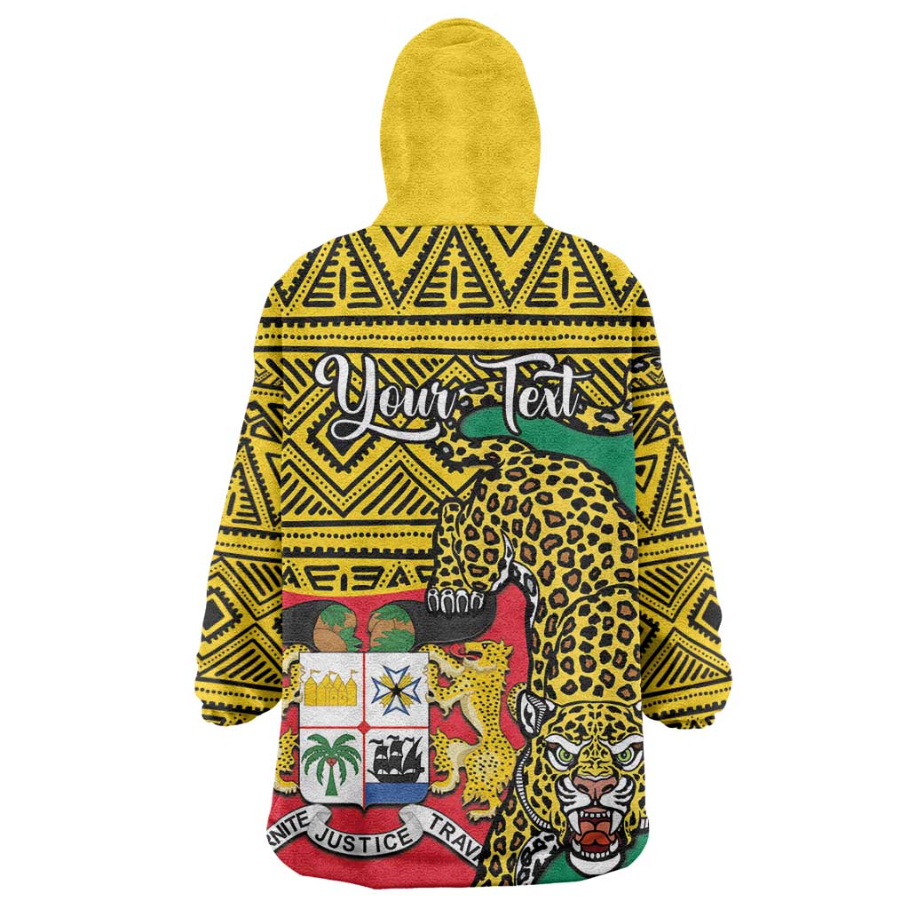 Personalised Benin National Day Wearable Blanket Hoodie Coat Of Arms With Leopard African Pattern LT14