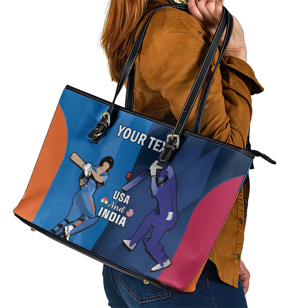 Custom USA and India Cricket Leather Tote Bag 2024 Together Dynamic Style LT14