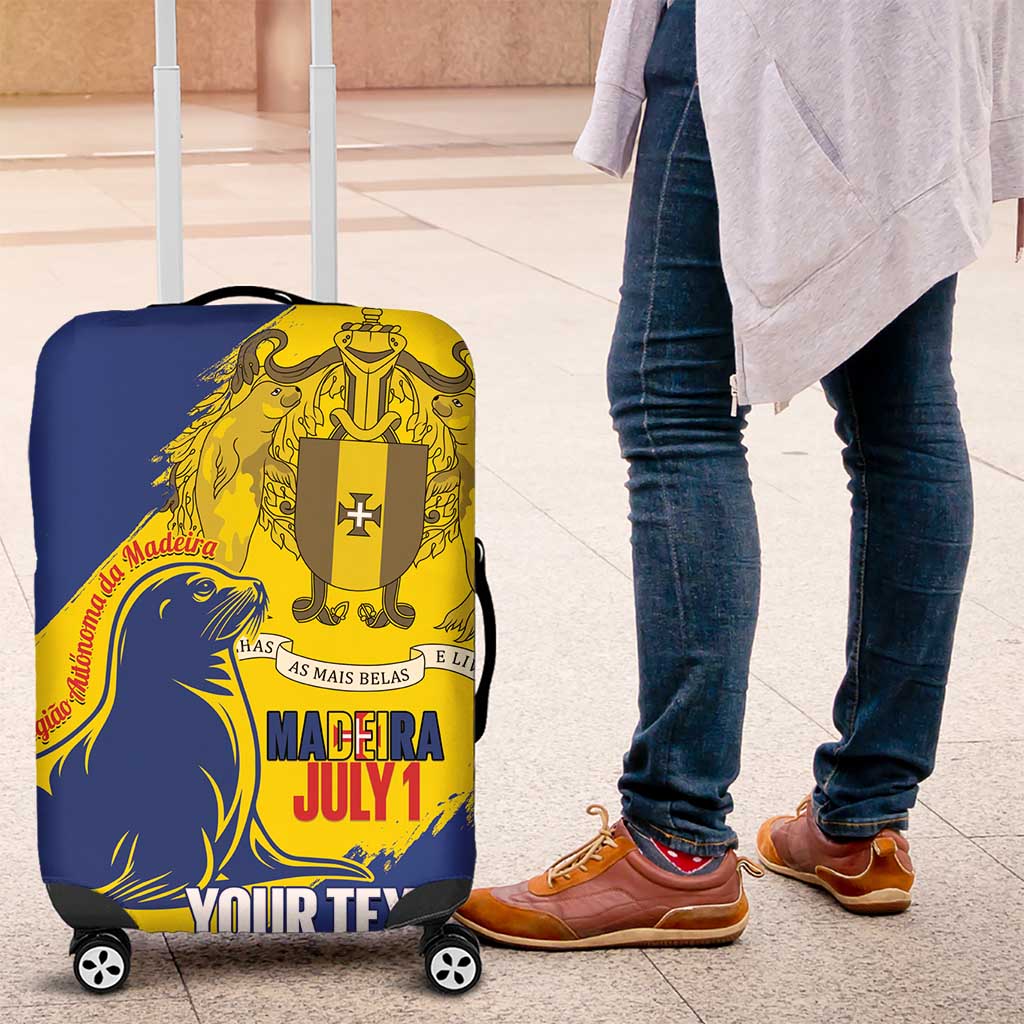 Personalised Madeira Day Luggage Cover July 1 Monk Seal Grunge Style LT14