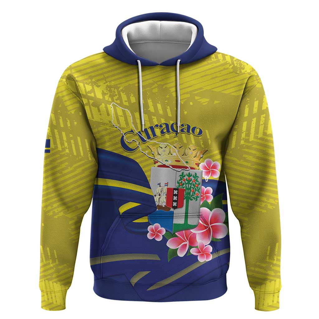 Curacao Flag Day Hoodie Felis Dia di Bandera Pink Plumeria LT14