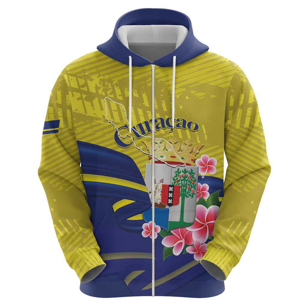 Curacao Flag Day Hoodie Felis Dia di Bandera Pink Plumeria LT14