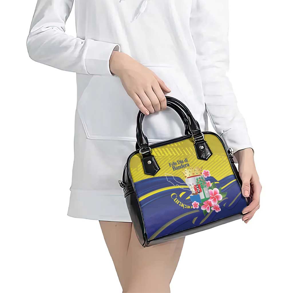 Curacao Flag Day Shoulder Handbag Felis Dia di Bandera Pink Plumeria LT14