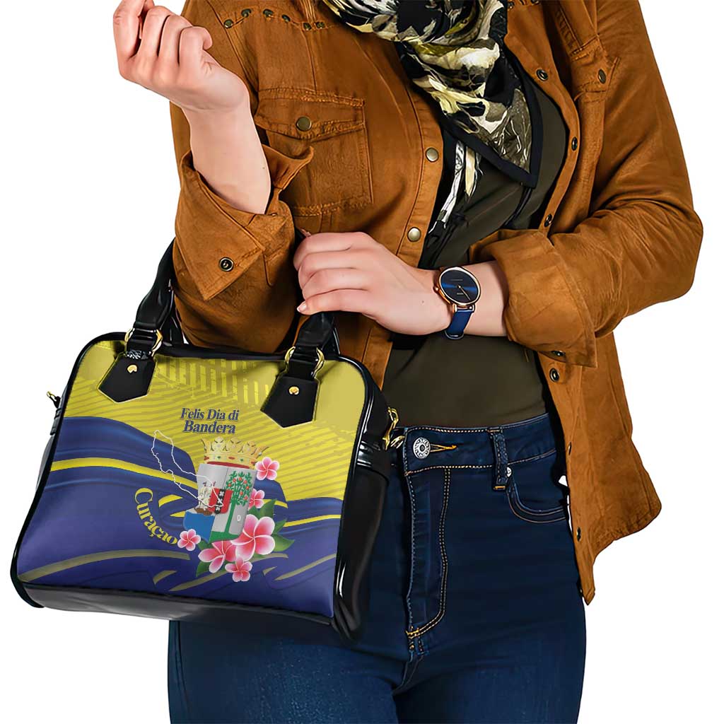 Curacao Flag Day Shoulder Handbag Felis Dia di Bandera Pink Plumeria LT14
