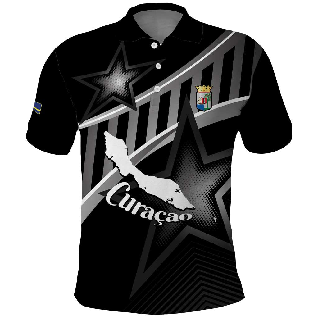 Custom Curacao Football Polo Shirt Go La Familia Azul Black Style LT14