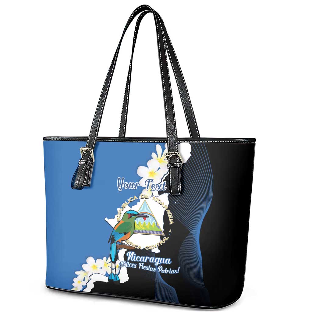 Personalized Nicaragua Independence Day Leather Tote Bag Nicaraguan Guardabarranco Mix Sacuanjoche Flowers LT14