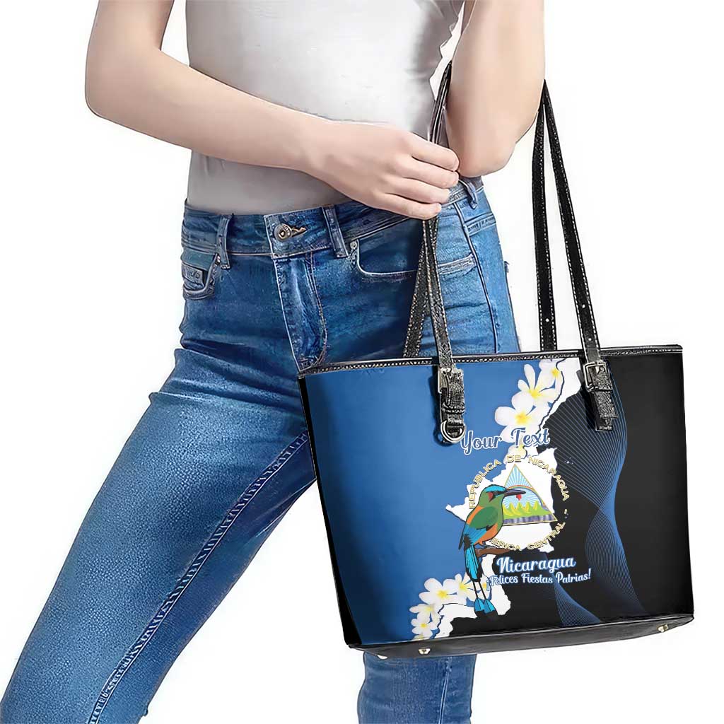 Personalized Nicaragua Independence Day Leather Tote Bag Nicaraguan Guardabarranco Mix Sacuanjoche Flowers LT14