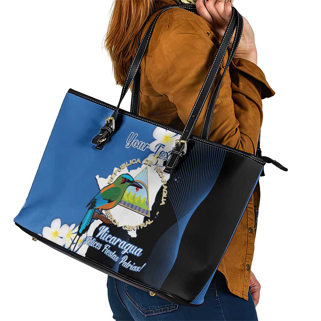 Personalized Nicaragua Independence Day Leather Tote Bag Nicaraguan Guardabarranco Mix Sacuanjoche Flowers LT14