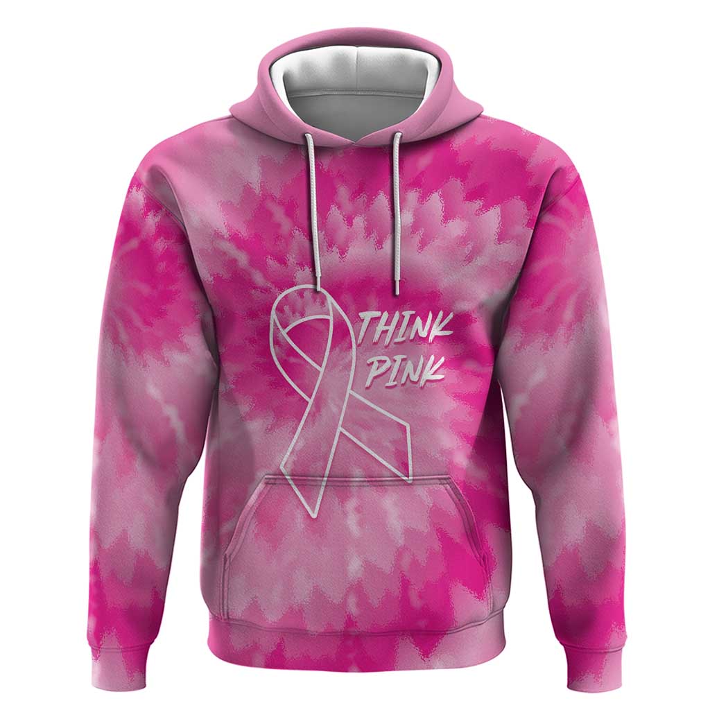 Personalized Breast Cancer Awareness Hoodie Think Pink Tie Dye Ribbon LT14