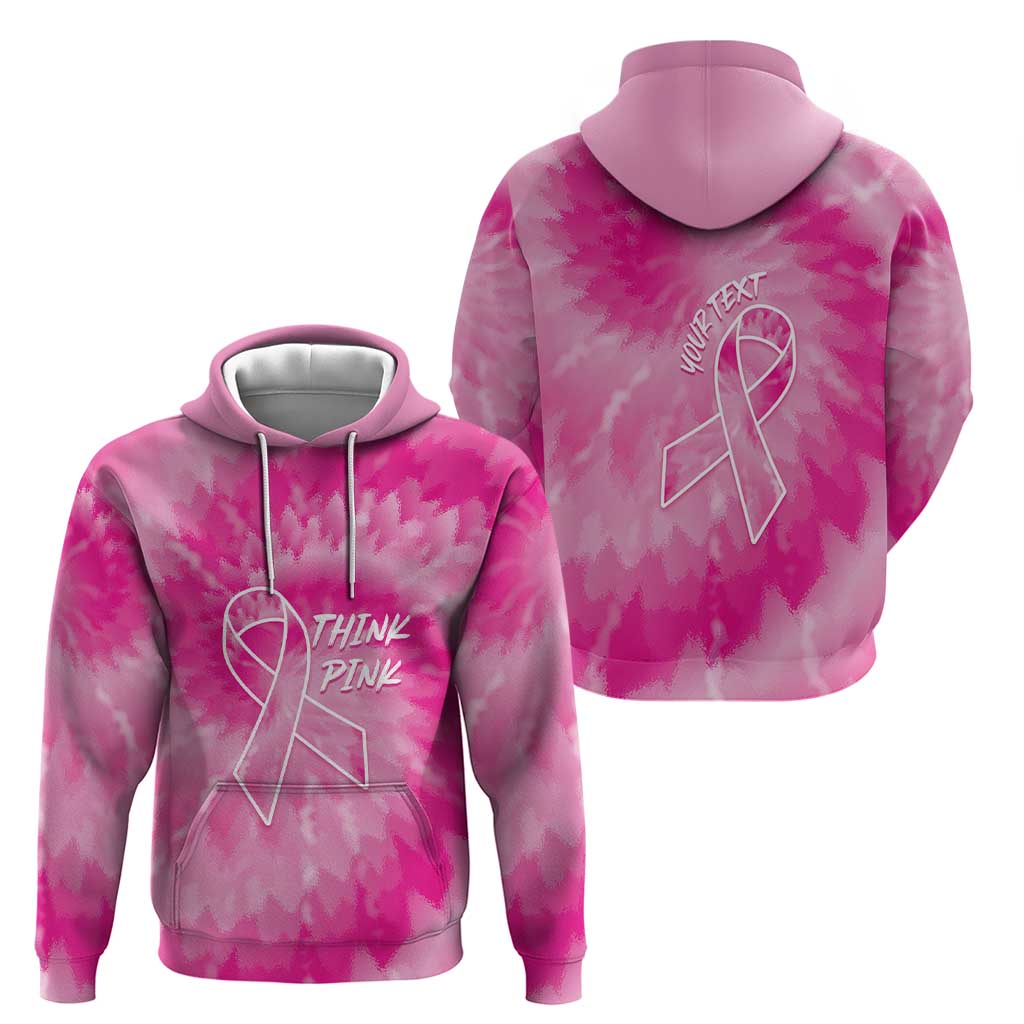Personalized Breast Cancer Awareness Hoodie Think Pink Tie Dye Ribbon LT14