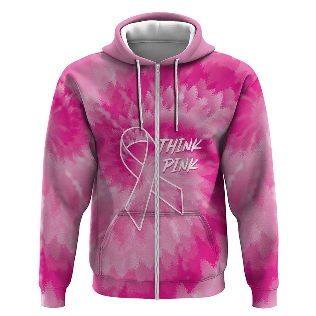 Personalized Breast Cancer Awareness Hoodie Think Pink Tie Dye Ribbon LT14