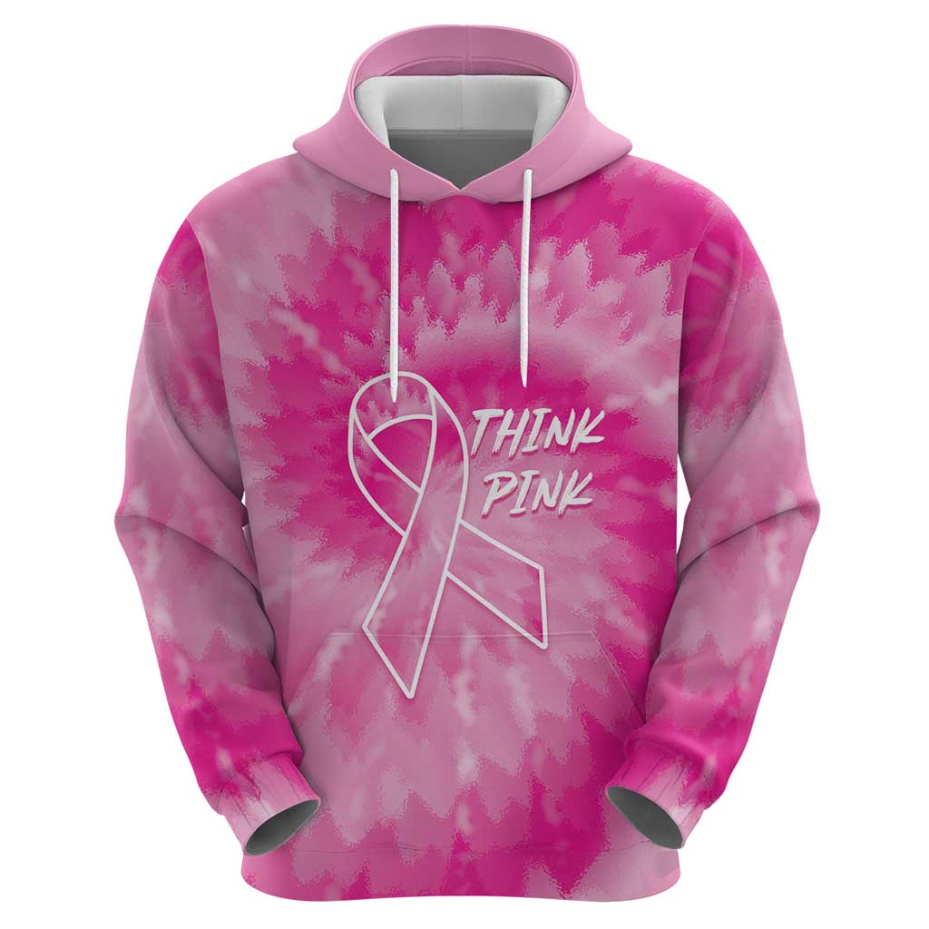 Personalized Breast Cancer Awareness Hoodie Think Pink Tie Dye Ribbon LT14