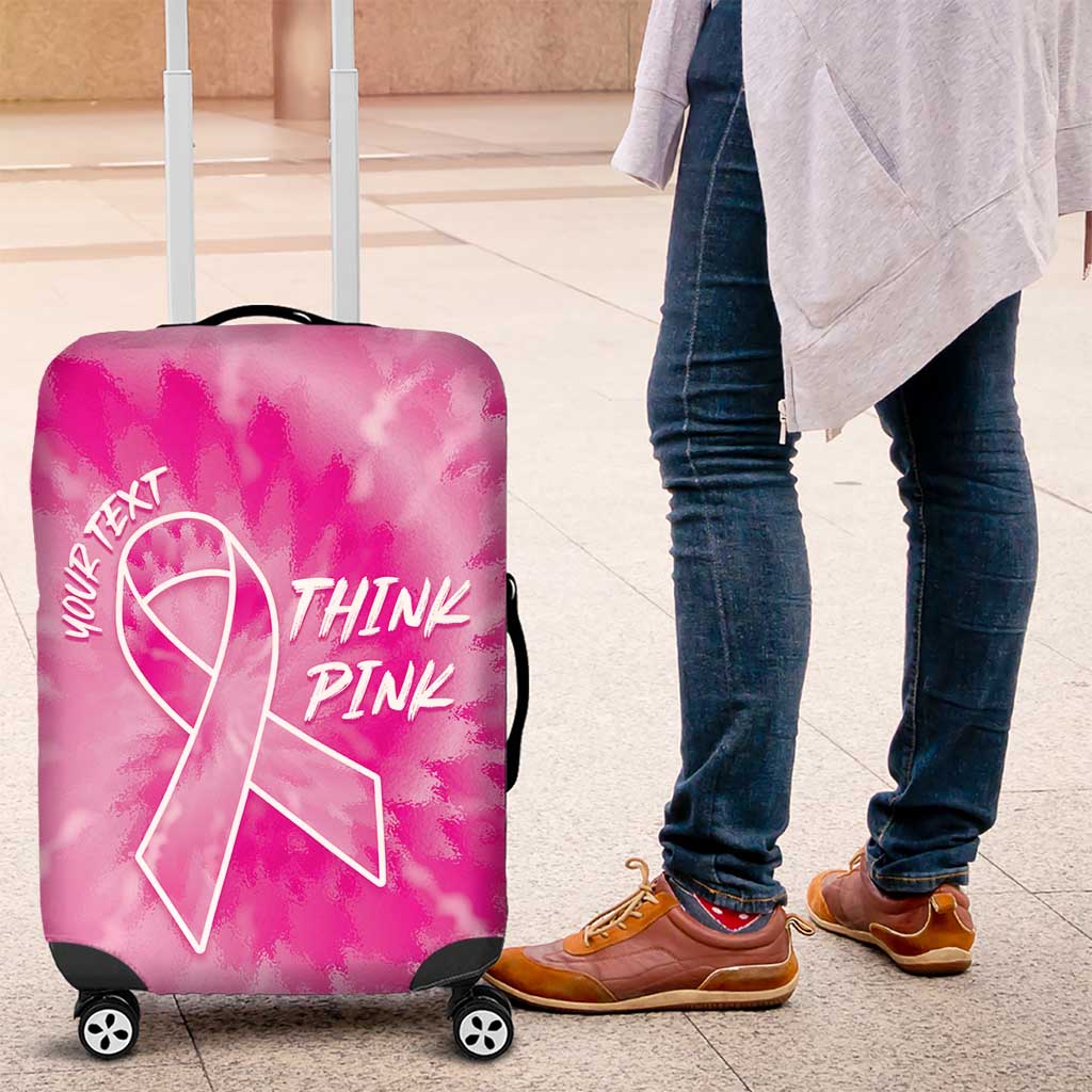 Personalized Breast Cancer Awareness Luggage Cover Think Pink Tie Dye Ribbon LT14
