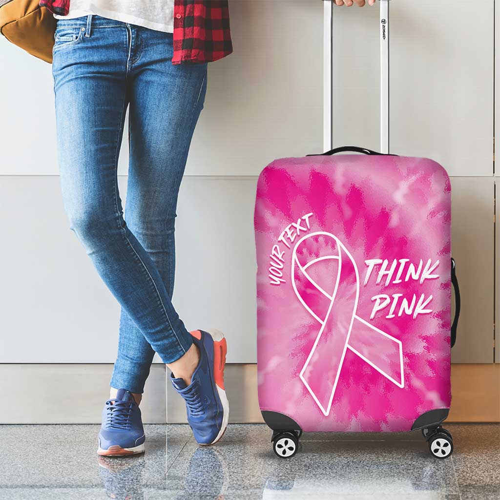 Personalized Breast Cancer Awareness Luggage Cover Think Pink Tie Dye Ribbon LT14
