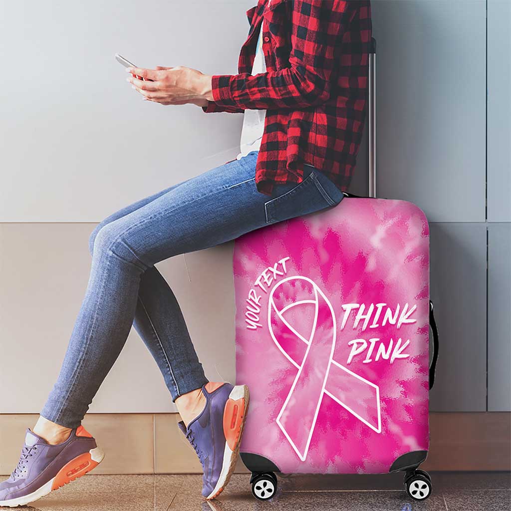 Personalized Breast Cancer Awareness Luggage Cover Think Pink Tie Dye Ribbon LT14