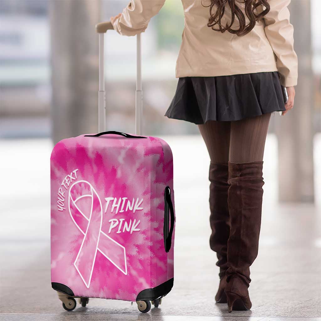 Personalized Breast Cancer Awareness Luggage Cover Think Pink Tie Dye Ribbon LT14