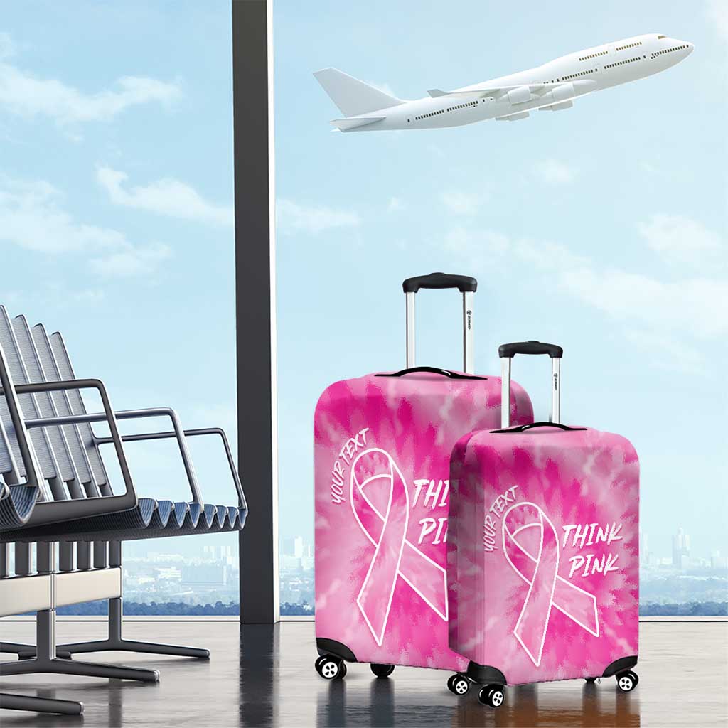 Personalized Breast Cancer Awareness Luggage Cover Think Pink Tie Dye Ribbon LT14