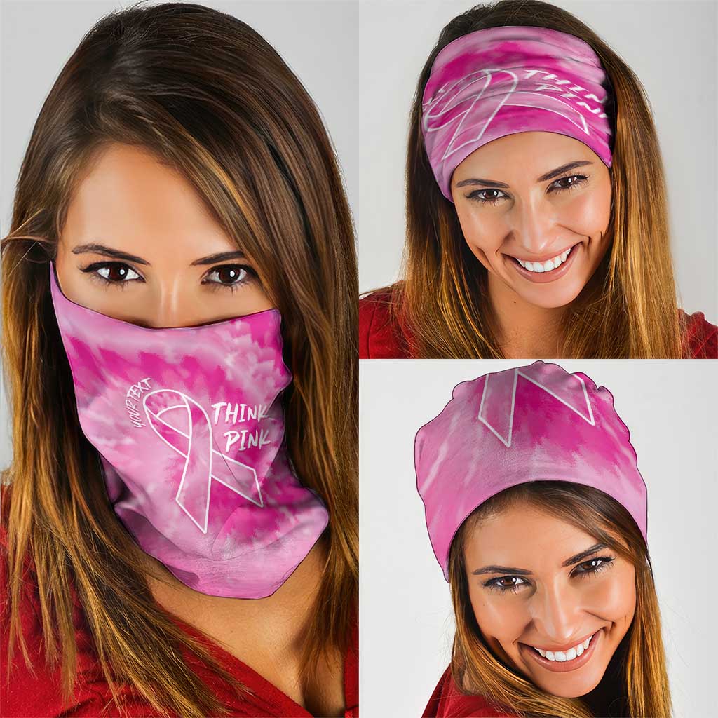 Breast Cancer Awareness Neck Gaiter Think Pink Tie Dye Ribbon LT14