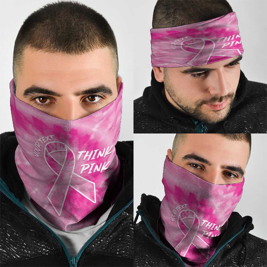 Breast Cancer Awareness Neck Gaiter Think Pink Tie Dye Ribbon LT14