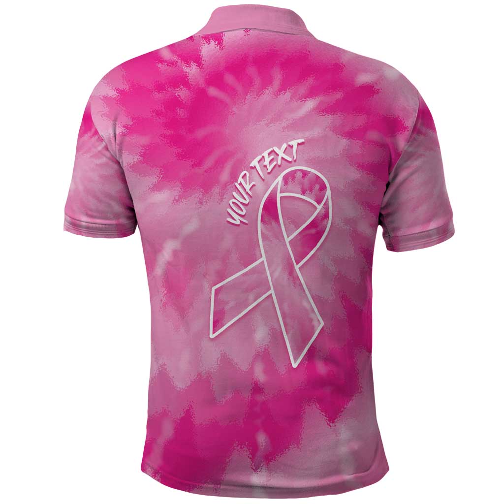 Personalized Breast Cancer Awareness Polo Shirt Think Pink Tie Dye Ribbon LT14