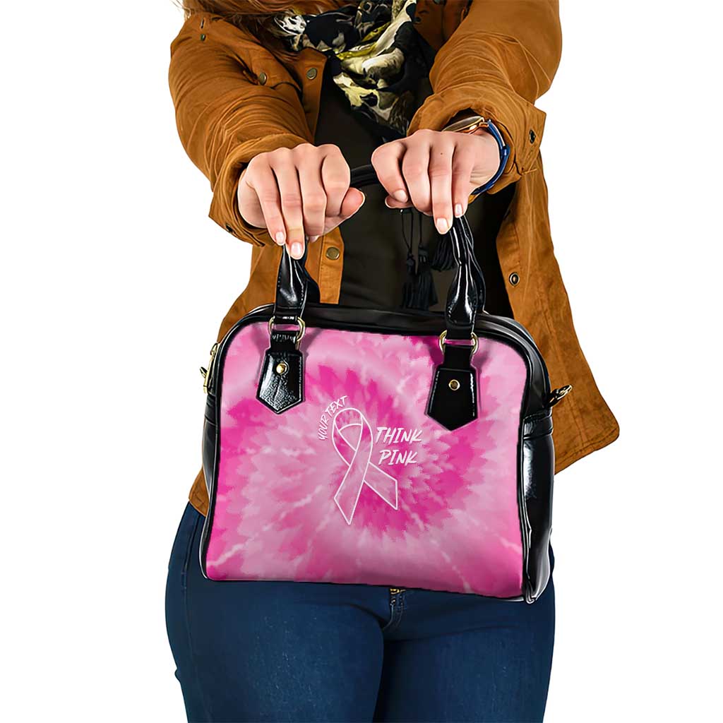 Personalized Breast Cancer Awareness Shoulder Handbag Think Pink Tie Dye Ribbon LT14